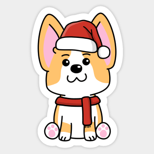 Corgi Christmas Santa Hat Sticker